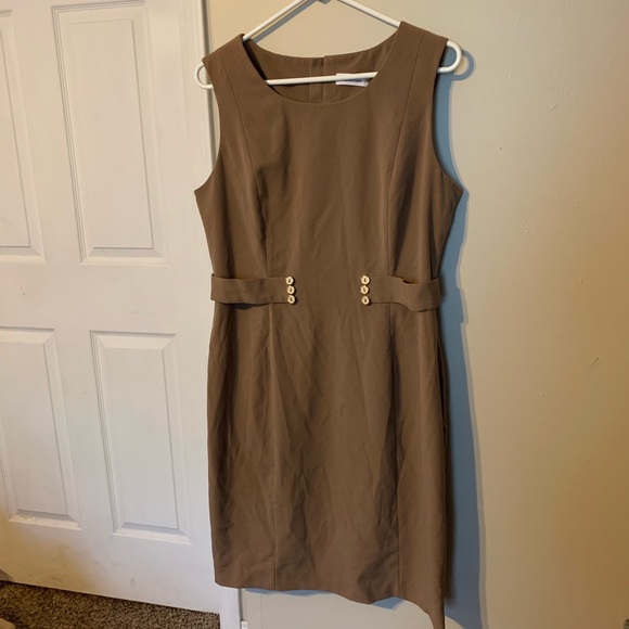 Calvin Klein Brown Gold Sheath Dress size 12 - Picture 1 of 5